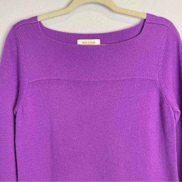 Peck & Peck Purple Cashmere Boat Neck Tunic Pullover Tunic Sweater M - Picture 2 of 5
